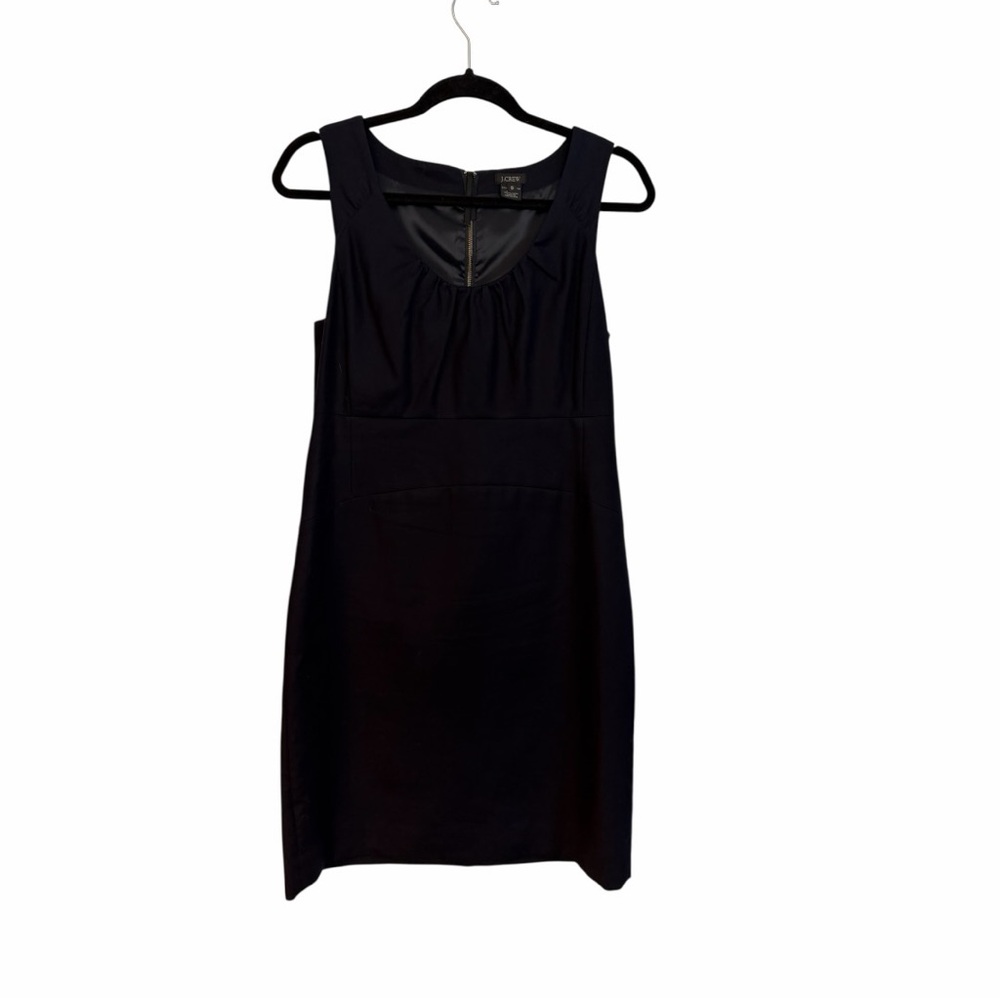 J Crew Elegant Navy Lined Sleeveless Dress Pleated Neckline Size 8
